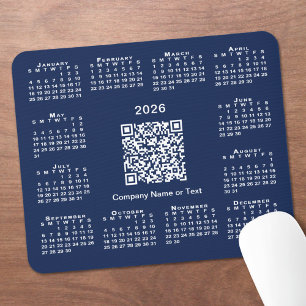 Einfaches QR-Code 2026 für den Kalender auf Navy B Mousepad
