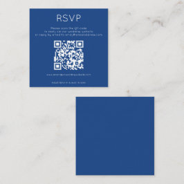 Einfaches QR Code Blue Wedding RSVP Begleitkarte