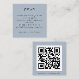 Einfaches QR-Code Dusty Blue Wedding RSVP-Gehäuse Begleitkarte