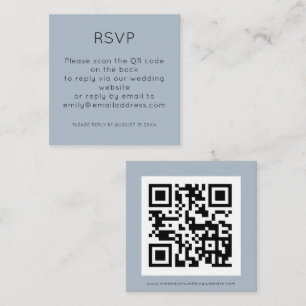 Einfaches QR-Code Dusty Blue Wedding RSVP-Gehäuse Begleitkarte