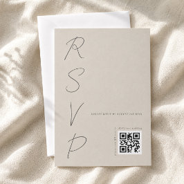 Einfaches QR-Code für Warm-Grau-Hochzeit RSVP Karte