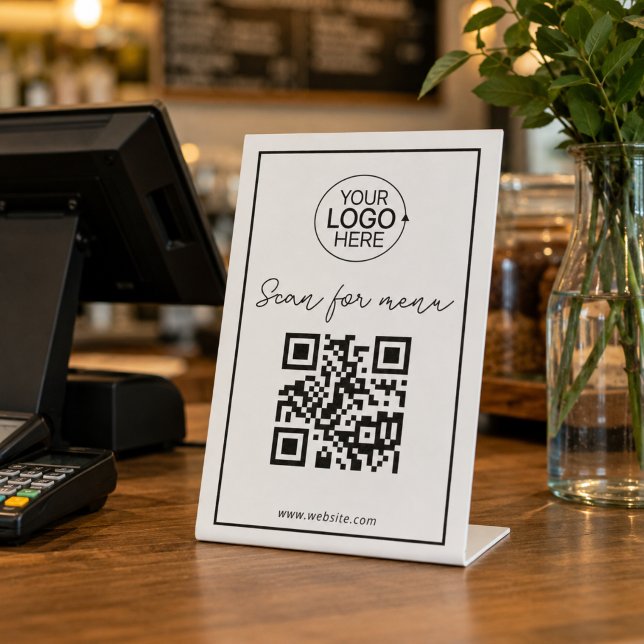 Einfaches QR-Code Hinzufügen eines kontaktlosen Me Sockelschild (Simple QR Code Add Logo Contactless Menu Script Pedestal Sign)