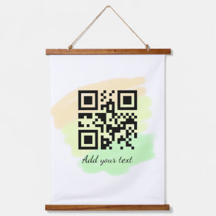 einfaches QR-Code hinzufügen Ihren Namen Text wass Wandteppich Mit Holzrahmen