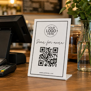 Einfaches QR-Code-Logo kontaktloses Menü-Skript Sockelschild