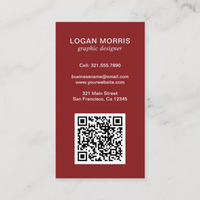 Einfaches QR-Code modern Visitenkarte (Vorderseite)