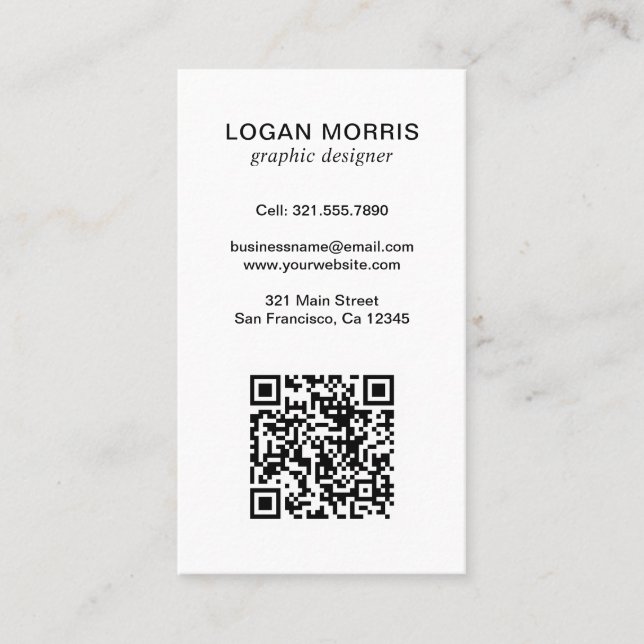 Einfaches QR-Code modern Visitenkarte (Vorderseite)