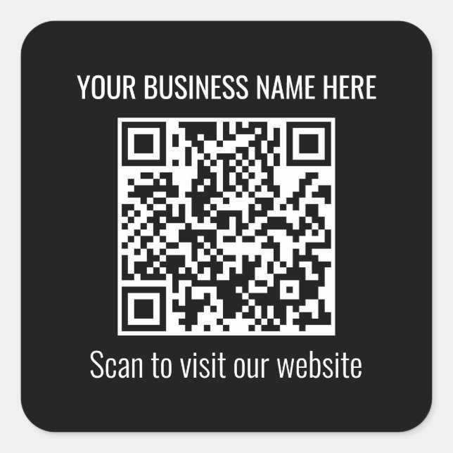 Einfaches QR-Code Modernes Schwarzes Quadrat Quadratischer Aufkleber (Vorderseite)