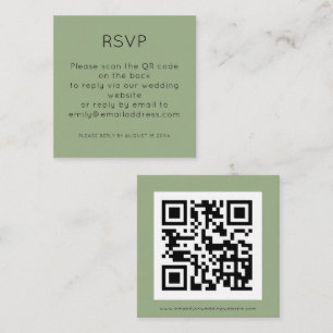 Einfaches QR Code Sage Green Wedding RSVP Begleitkarte