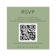Einfaches QR-Code-Sage Green Wedding RSVP Enclosur