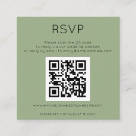 Einfaches QR-Code-Sage Green Wedding RSVP Enclosur Begleitkarte