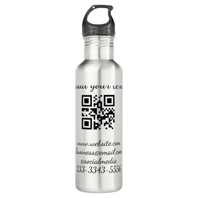 Einfaches QR-Code, um den Klassiker Ihres Namens h Edelstahlflasche (Vorderseite)