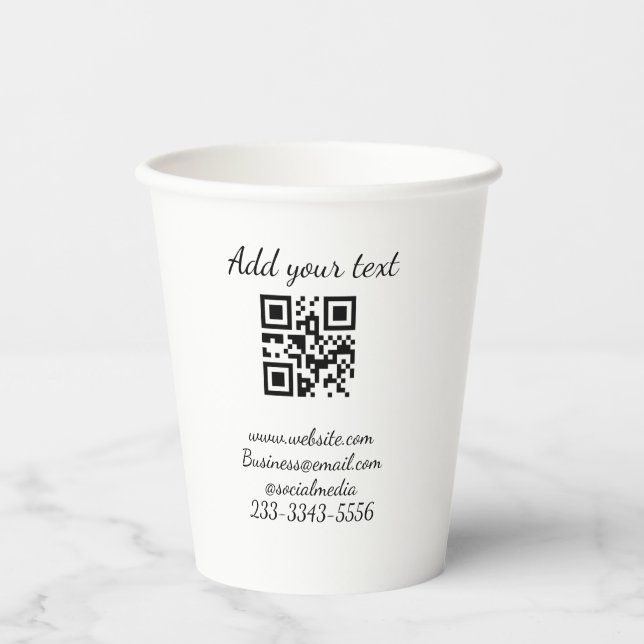 Einfaches QR-Code, um den Klassiker Ihres Namens h Pappbecher (Vorderseite)