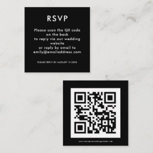 Einfaches QR Code White Black Wedding RSVP Begleitkarte