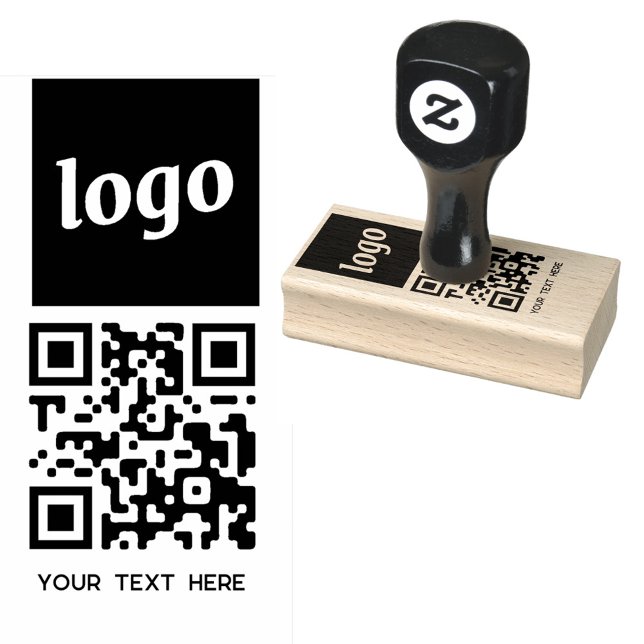 Einfaches QR-Logo Gummistempel (Logo with QR code and custom text promotional business rubber stamp)