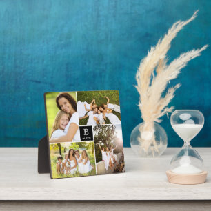 Einfaches quadratisches Gitter-Familienmonogramm 4 Fotoplatte