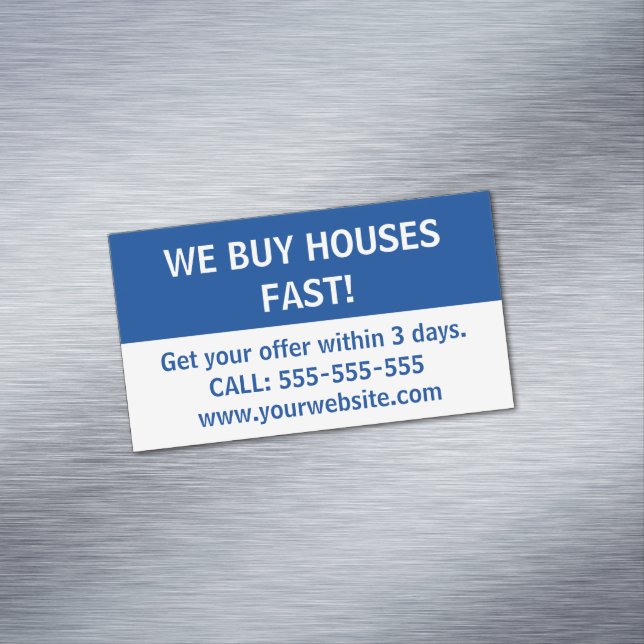 Einfaches Real Anwesen Marketing wir kaufen Häuser Magnetische Visitenkarte (Beispiel)