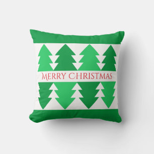 Einfaches Red Merry Christmas Green Tree Design Kissen