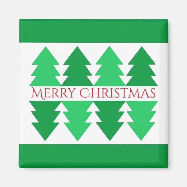 Einfaches Red Merry Christmas Green Tree Design Magnet (Vorne)