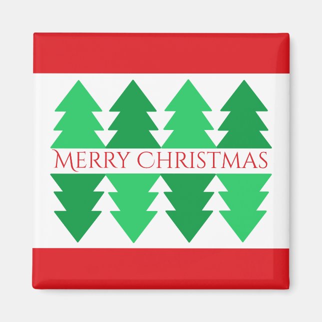 Einfaches Red Merry Christmas Green Tree Design Magnet (Vorne)
