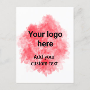 Einfaches red watercolor add your logo postkarte