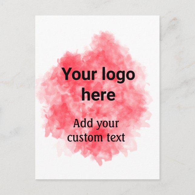 Einfaches red watercolor add your logo postkarte (Vorderseite)