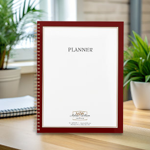 Einfaches Red White Monogram Business Planer