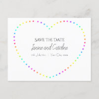 Einfaches Regenbogenherz Save the Date