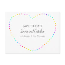 Einfaches Regenbogenherz Save the Date