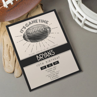 Einfaches Retro Black Football Budget Geburtstagsa