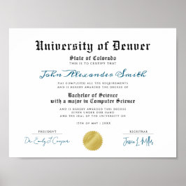 Einfaches Retro-Hochschuldiplom Poster