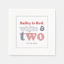 Einfaches Retro-Rot-Party von ZWEI 2. Geburtstagsf Serviette