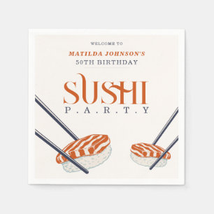 Einfaches Retro Sushi Party 50. Geburtstag Serviette