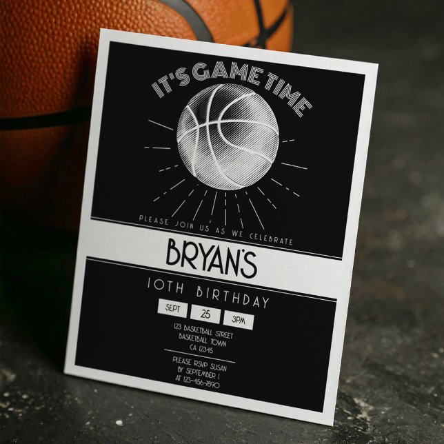 Einfaches Retro-weißes Basketballbudget Geburtstag (Von Creator hochgeladen)