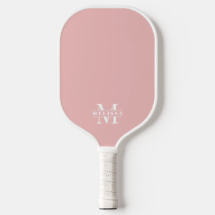 Einfaches Rosa Elegantes Monogramm Pickleball Schläger