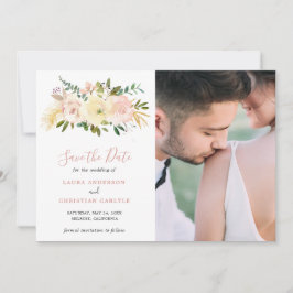 Einfaches Rosa Foto Elegante Hochzeit Save The Date