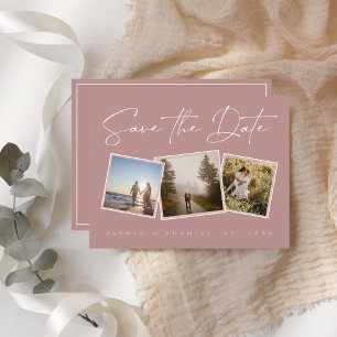 Einfaches, rosa Foto Hochzeit speichern Sie das Da Ankündigungspostkarte