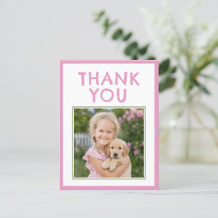 Einfaches rosa Geburtstags-Dankeschön-Kinderfoto Postkarte