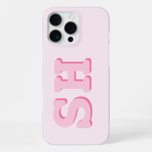 Einfaches rosa Initial-Monogramm iPhone Hülle (Rückseite)