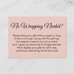 Einfaches Rosa Kein Wrapping braucht Brautparty Begleitkarte