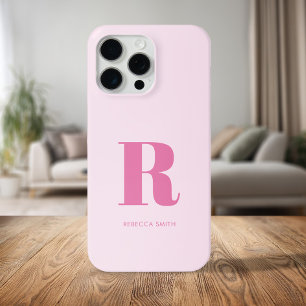 Einfaches Rosa Modernes Monogramm iPhone 15 Pro Max Hülle