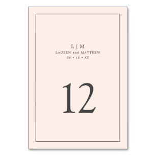 Einfaches Rosa Monogramm Elegante Hochzeit Tischnummer
