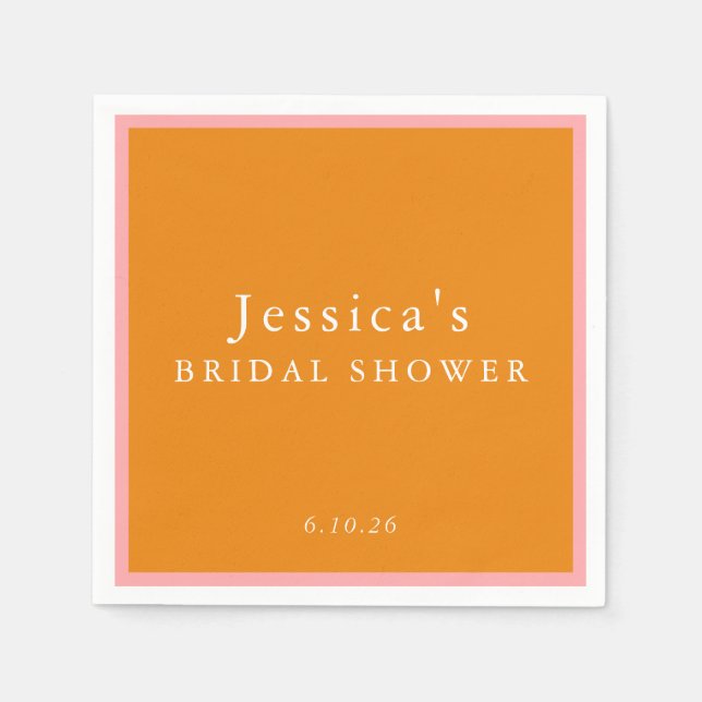 Einfaches rosa Orange Vintages Brautparty Serviette (Vorderseite)