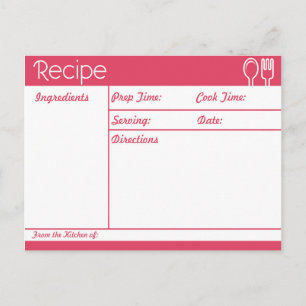 Einfaches rosa Rezept ohne Linie Postkarte