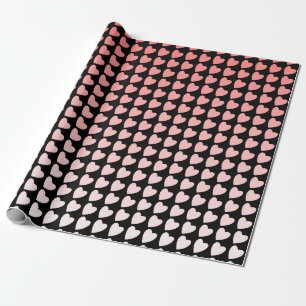 Einfaches rosa schwarzes Herz Muster Mädchen Muste Geschenkpapier