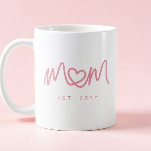 Einfaches rosa Skript Herz Süße Mama Gegründet Kaffeetasse