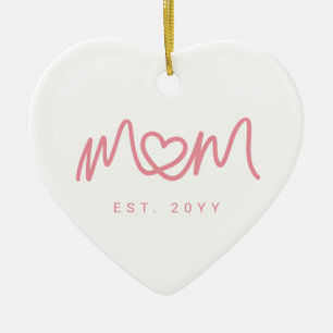 Einfaches rosa Skript Herz Süße neue Mom etabliert Keramik Ornament