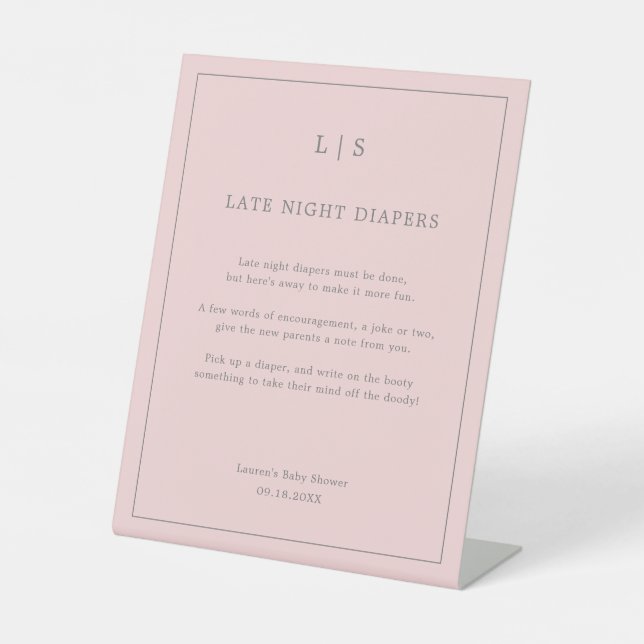 Einfaches rosa Spätspätspülung Windeln Baby Duschs Sockelschild (Vorderseite)