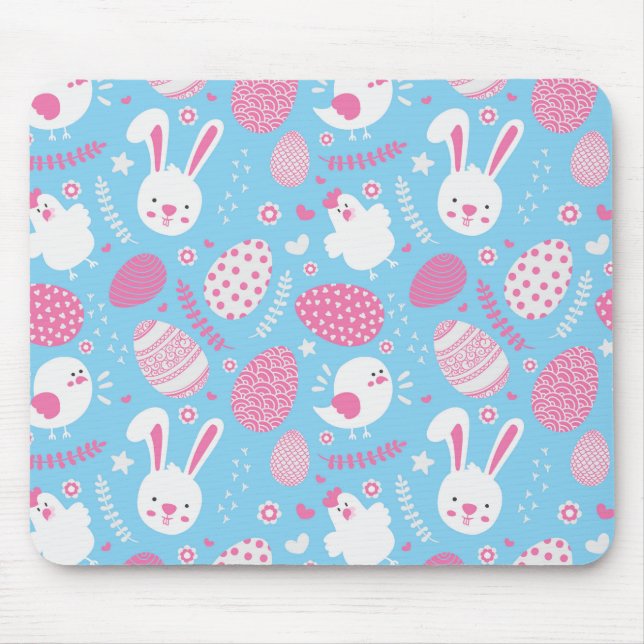 Einfaches rosa und blaues Ostern-Muster | Mousepad (Vorne)