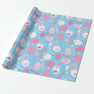 Einfaches rosa und blaues Ostern-Muster-Packpapier Geschenkpapier