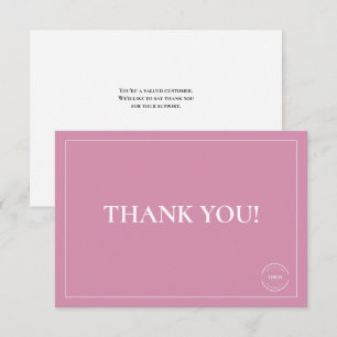 Einfaches Rosa Weißes Firmenlogo Benutzerdefiniert Dankeskarte